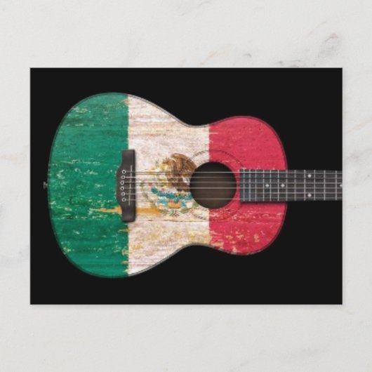 Oude en versleten Mexicaanse vlag Akoestische gita Briefkaart (Voorkant)