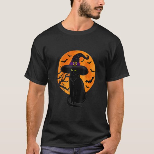 Oude enge Halloween zwarte kat 1 T-shirt (Voorkant)