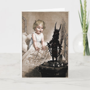 Oude enge Krampus-pop Kerstkaart Feestdagen Kaart