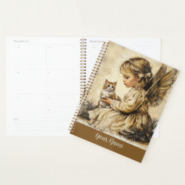 Oude Engel + Kat Planner Personaliseer Uw Naam