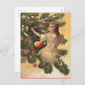 Oude engel op kerstboom feestdagenkaart (Voorkant / Achterkant)