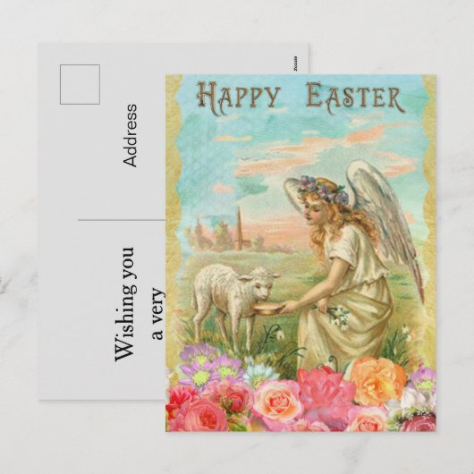 Oude engel Pasen groet briefkaart (Voorkant / Achterkant)