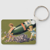 Oude engelen met champagne; Gelukkig nieuwjaar Sleutelhanger (Voorkant)