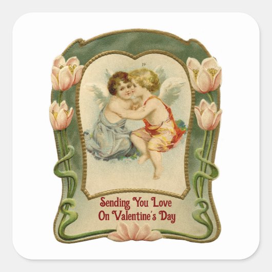 Oude engelen Valentijnsdag sticker (Voorkant)