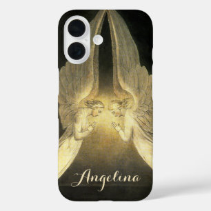 Oude engelen zweven boven Jezus Christus iPhone 16 Hoesje