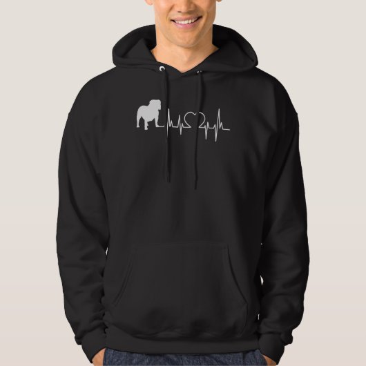 Oude Engelse Bulldog Heartbeat Hoodie (Voorkant)
