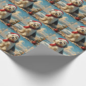 Oude Engelse Herdershond Kerstmis Vintage Strand Cadeaupapier (Hoek)