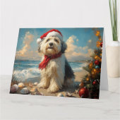Oude Engelse Herdershond Kerstmis Vintage Strand Kaart (Voorkant)