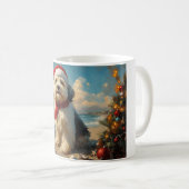 Oude Engelse Herdershond Kerstmis Vintage Strand Koffiemok (Voorkant rechts)