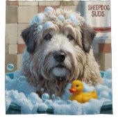 oude engelse herdershond slordig slaperig Schattig Douchegordijn (Voorkant)