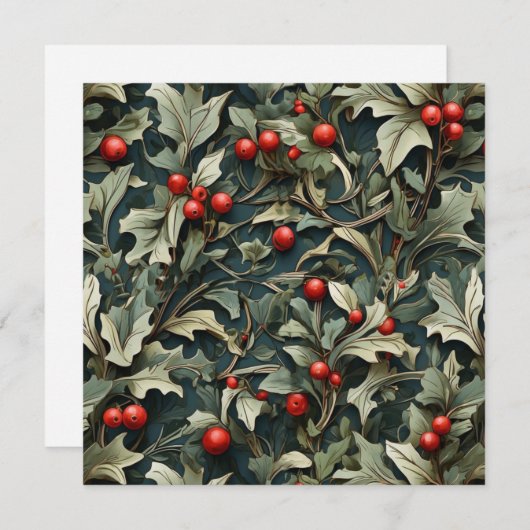 Oude Engelse hulstbes botanisch  Feestdagenkaart (Voorkant / Achterkant)