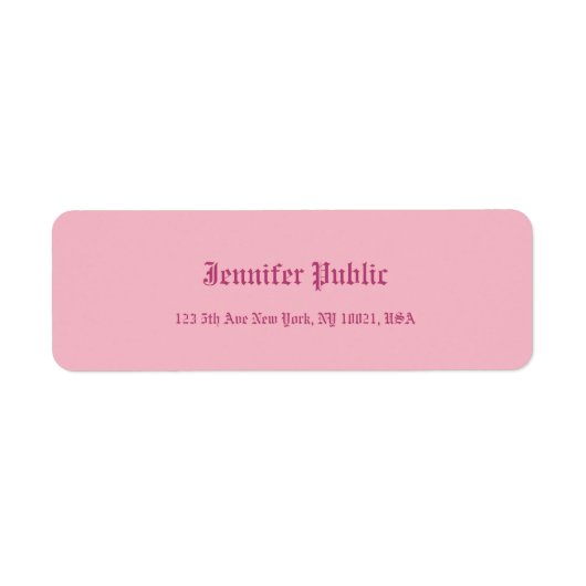Oude Engelse kalligrafie Script Text Elegant Pink Etiket (Voorkant)