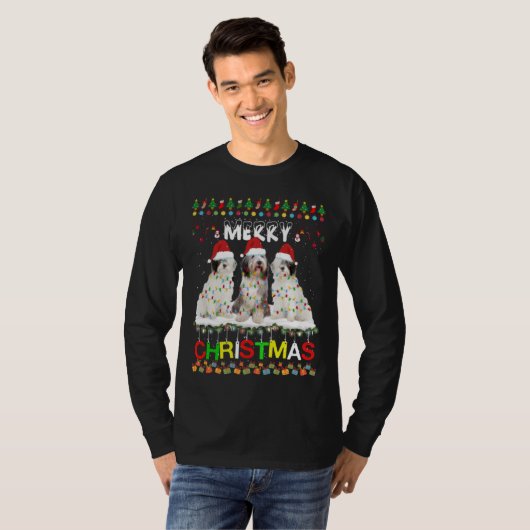 Oude Engelse kerstboomluis (Sheepdog Tree Light Xm T-shirt (Voorkant volledig)