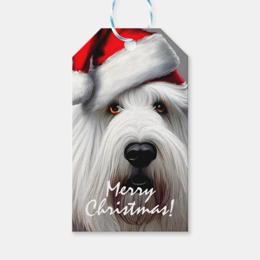 Oude Engelse kerstcadeautassen van Sheepdog Cadeaulabel (Voorkant)