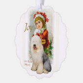 Oude Engelse kerstcadeautjes van Sheepdog Ornament Kaart (Links)
