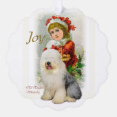 Oude Engelse kerstcadeautjes van Sheepdog Ornament Kaart (Voorkant)