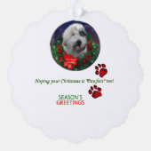Oude Engelse kerstcadeautjes van Sheepdog Ornament Kaart (Achterkant)