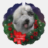 Oude Engelse kerstcadeautjes van Sheepdog Ornament Kaart (Voorkant)