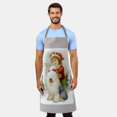 Oude Engelse kerstcadeautjes van Sheepdog Schort (Gedragen)