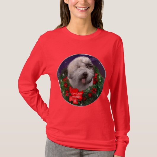 Oude Engelse kerstcadeautjes van Sheepdog T-shirt (Voorkant)