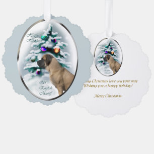 Oude Engelse kerstcadeautjes voor Mastiff Ornament Kaart
