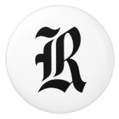 Oude Engelse monogrammed Drawer Knobs Keramische Knop (Voorkant)