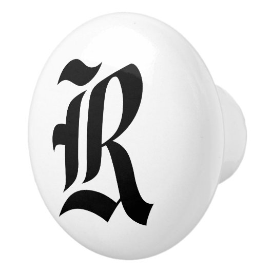 Oude Engelse monogrammed Drawer Knobs Keramische Knop (Rechts)