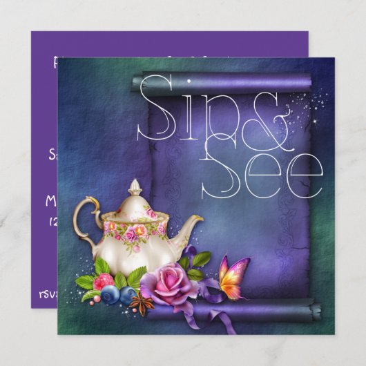 Oude Engelse Rozen Tea Time Sip en zie Baby shower Kaart (Voorkant / Achterkant)