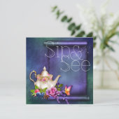 Oude Engelse Rozen Tea Time Sip en zie Baby shower Kaart (Staand voorkant)