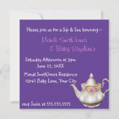 Oude Engelse Rozen Tea Time Sip en zie Baby shower Kaart (Achterkant)