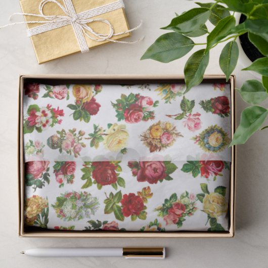 Oude Engelse Rozen Tissuepapier (Geschenk)