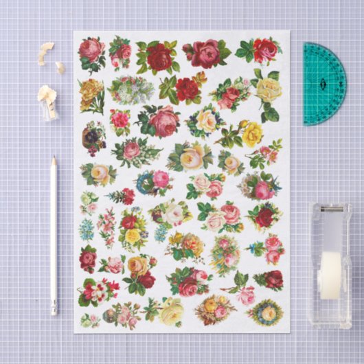Oude Engelse Rozen Tissuepapier (Craft)