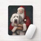Oude Engelse Schaapshond met Kerstman Festief Muismat (Met muis)