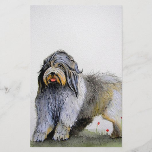 Oude Engelse schapenhondje en papaver Briefpapier (Voorkant)