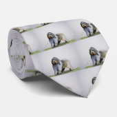 Oude Engelse schapenhondje en papaver Stropdas (Opgerold)