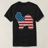 Oude Engelse Sheepdog American Flag op 4 juli voor T-shirt (Design voorkant)