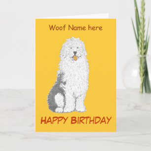 Oude Engelse Sheepdog Birthday Cards, wisselnaam Kaart