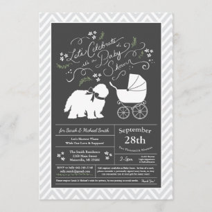 Oude Engelse Sheepdog Dog Baby shower Neutraal Kaart
