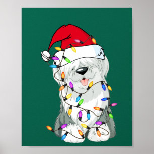 Oude Engelse Sheepdog Dog Light Decor Kerstmis Dog Poster