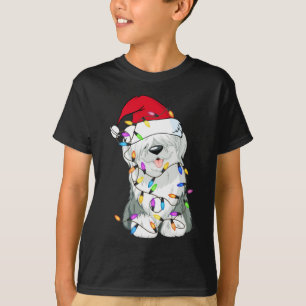 Oude Engelse Sheepdog Dog Light Decor Kerstmis Dog T-shirt