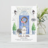 Oude Engelse Sheepdog door Moving Announement Kaart (Staand voorkant)