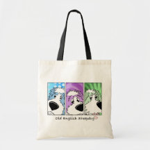 Oude Engelse Sheepdog Faces Canvas tas