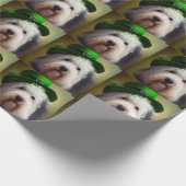 Oude Engelse Sheepdog in St. Patrick's Day Dress Cadeaupapier (Hoek)