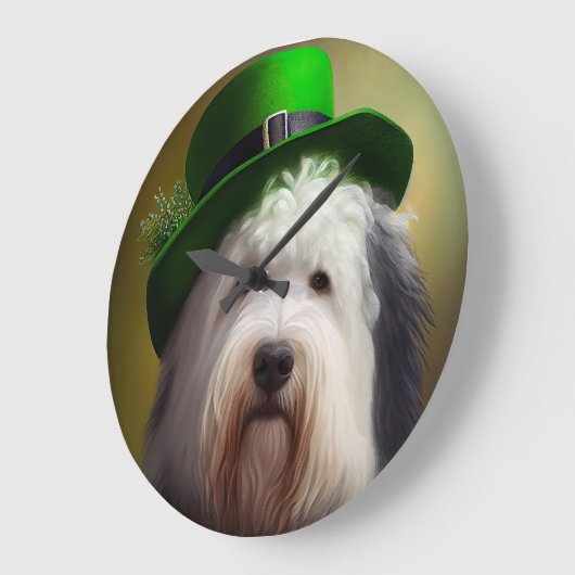 Oude Engelse Sheepdog in St. Patrick's Day Dress Grote Klok (Hoek)
