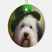 Oude Engelse Sheepdog in St. Patrick's Day Dress Keramisch Ornament (Links)