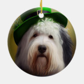 Oude Engelse Sheepdog in St. Patrick's Day Dress Keramisch Ornament (Achterkant)
