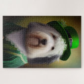 Oude Engelse Sheepdog in St. Patrick's Day Dress Legpuzzel (Horizontaal)