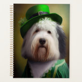 Oude Engelse Sheepdog in St. Patrick's Day Dress Planner (Voorkant)
