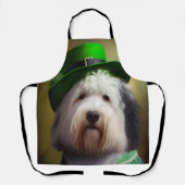 Oude Engelse Sheepdog in St. Patrick's Day Dress Schort (Voorkant)