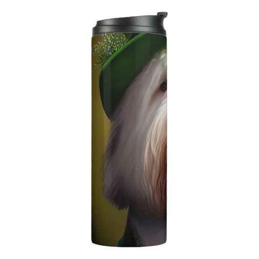 Oude Engelse Sheepdog in St. Patrick's Day Dress Thermosbeker (Gedraaid links)